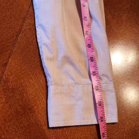 CHAPS Men's Easy Care Long Sleeve Button Down Shirt, Medium, Tan & White - Picture 5 of 8